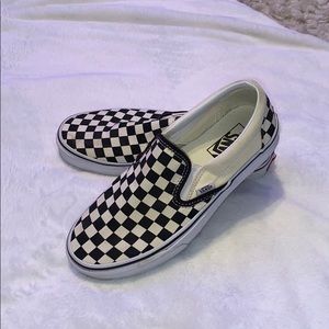 Black and White Checkerboard Vans Slip Ons